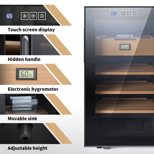 48L 300 Counts Electric Cigar Humidor ,Cooling and Heating Temperature Control ,With Spanish Cedar Wood Shelves & Hygrometer,New Year,Christmas Gifts,Father'S Day Gift